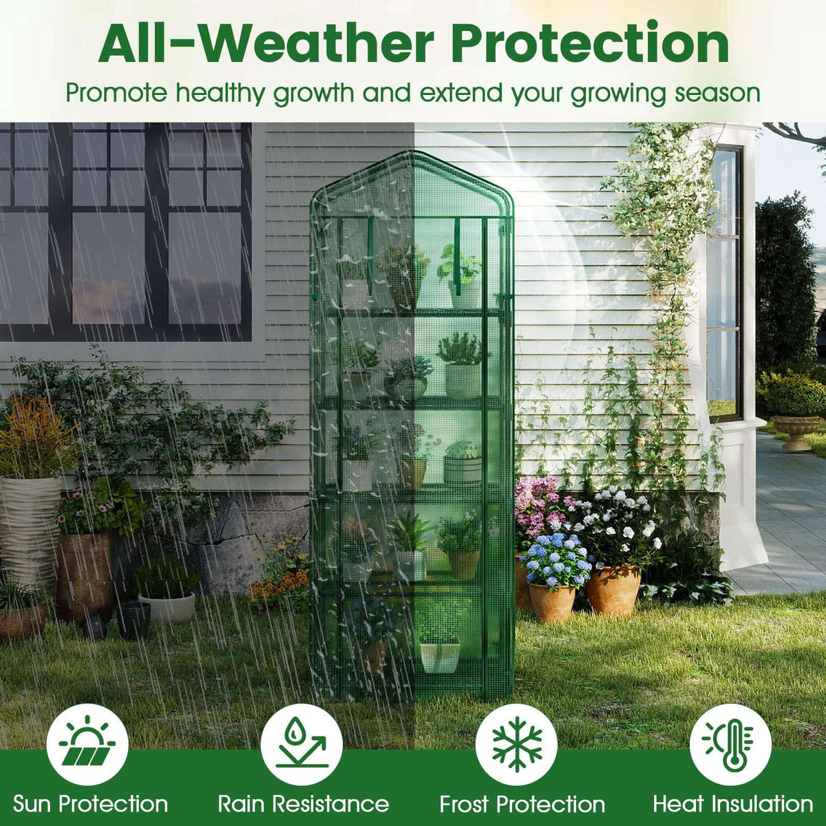 Mini Greenhouse Indoor Outdoor, Portable Plant Grow House with 5 Tier Shelves