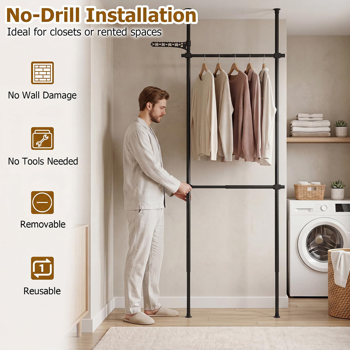 Giantex Adjustable Floor to Ceiling Clothes Rack