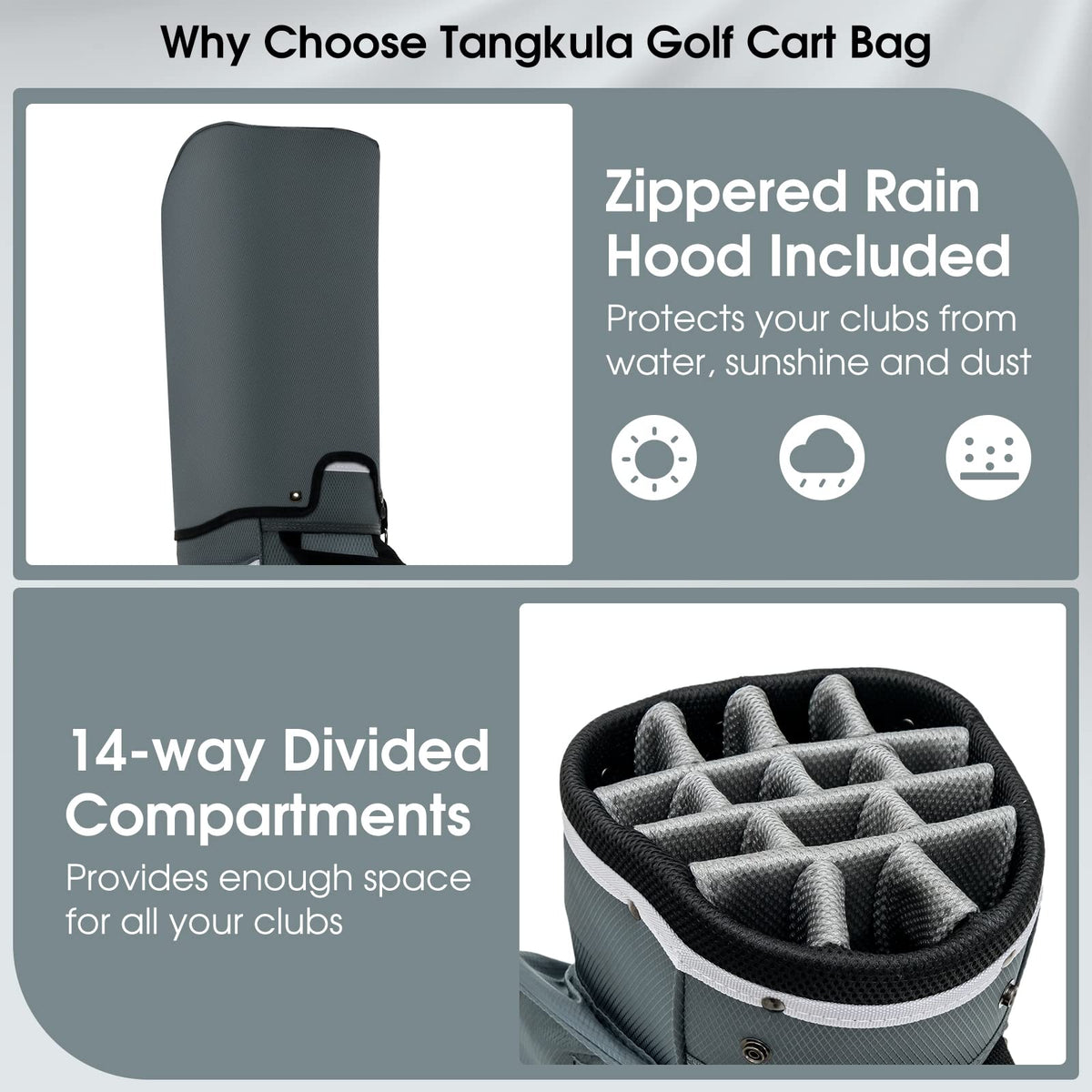 Golf Cart Bag with 14 Dividers, Lightweight Golf Cart Bag with Shoulder Strap