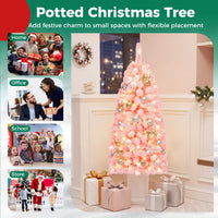 120 cm Pre-lit Potted Artificial Christmas Tree w/ 100 Warm White LED Lights