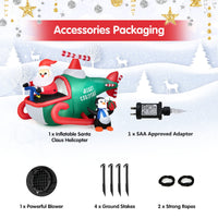 190CM Christmas Inflatable Santa Claus with Penguins on Helicopter