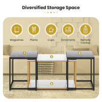 Giantex Nesting Coffee Table Set of 3, 3-Piece End Table with Faux Marble Top