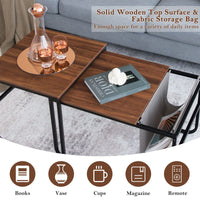 Giantex Nesting Coffee Table Set of 2, Stackable Side Table w/Magazine Holder, Rustic Brown