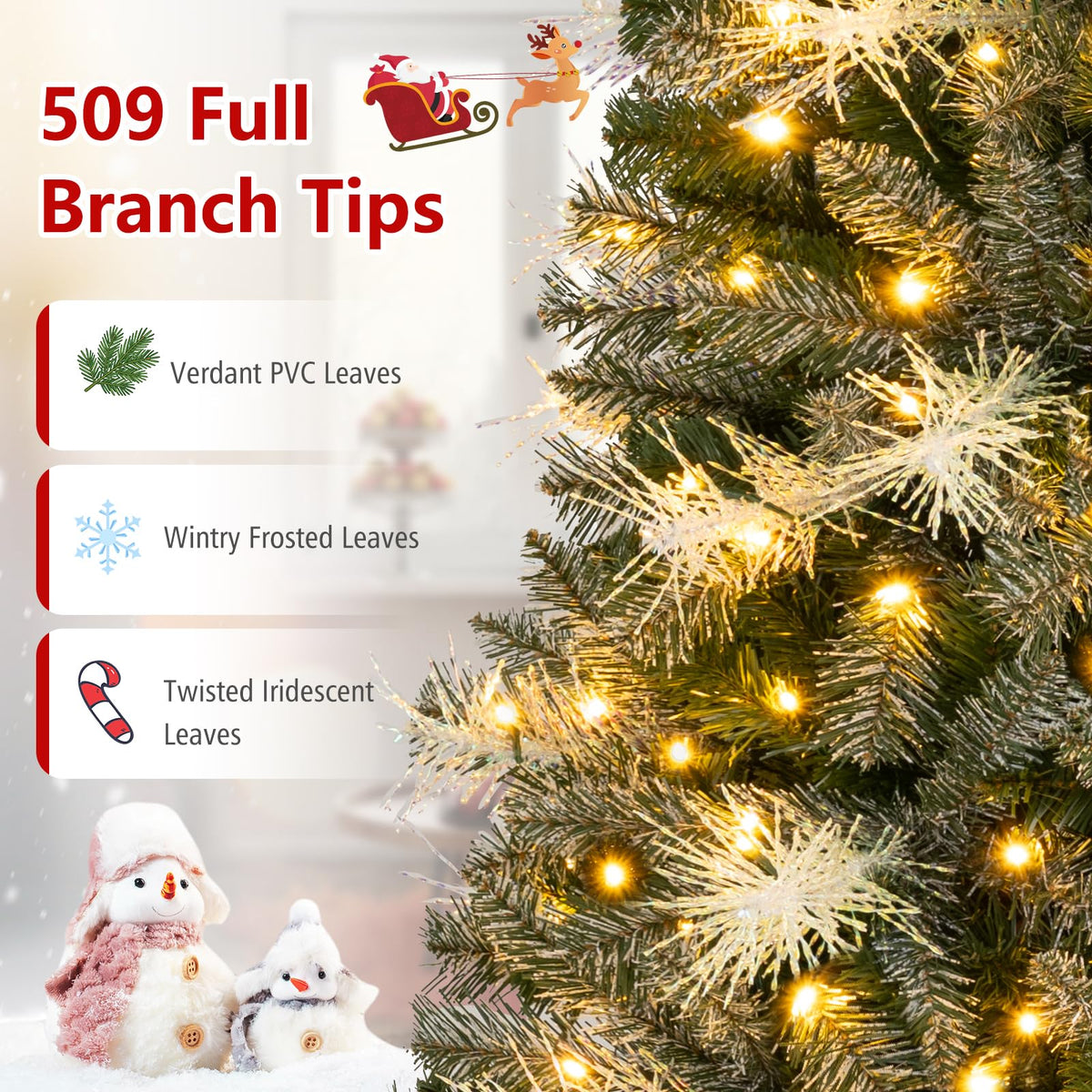 152/183 cm Pre-Lit Artificial Christmas Tree w/ 190/270 LED Lights
