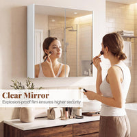 Medicine Cabinet with Mirror and Wooden Hanging 2-Tier Storage Cabinet for Laundry