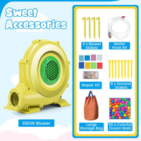 5-in-1 Inflatable Bounce House with Slide and Ocean Balls with 680W Blower