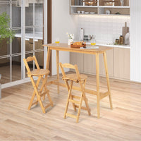 Giantex Folding Bamboo Bar Stools with Backrests