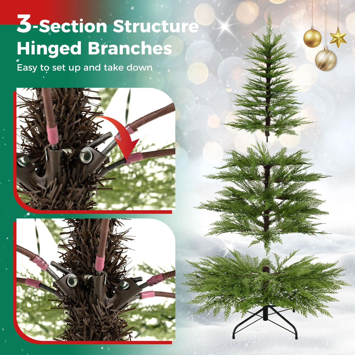 180cm Pre-Lit Artificial Christmas Tree w/ 890 Warm White Lights