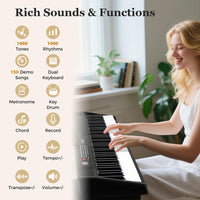 88 Key Foldable Piano Keyboard Portable Full Size Semi Weighted Electric Piano with MIDI Wireless Connection