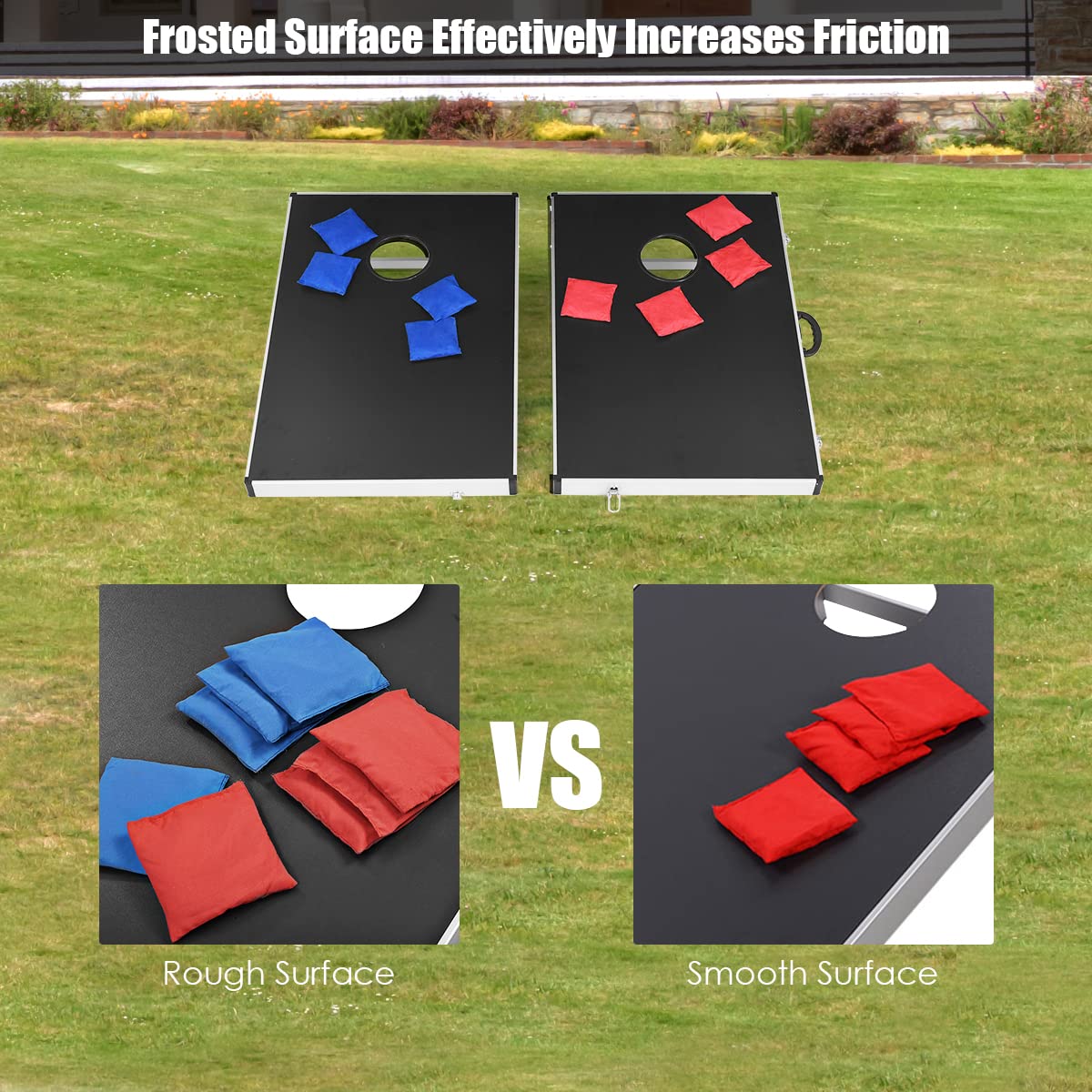 Foldable Bean Bag, Aluminum Alloy Sandbag Sturdy & Durable Game Board w/Side Handle for Easy Movement & 8 Sandbags