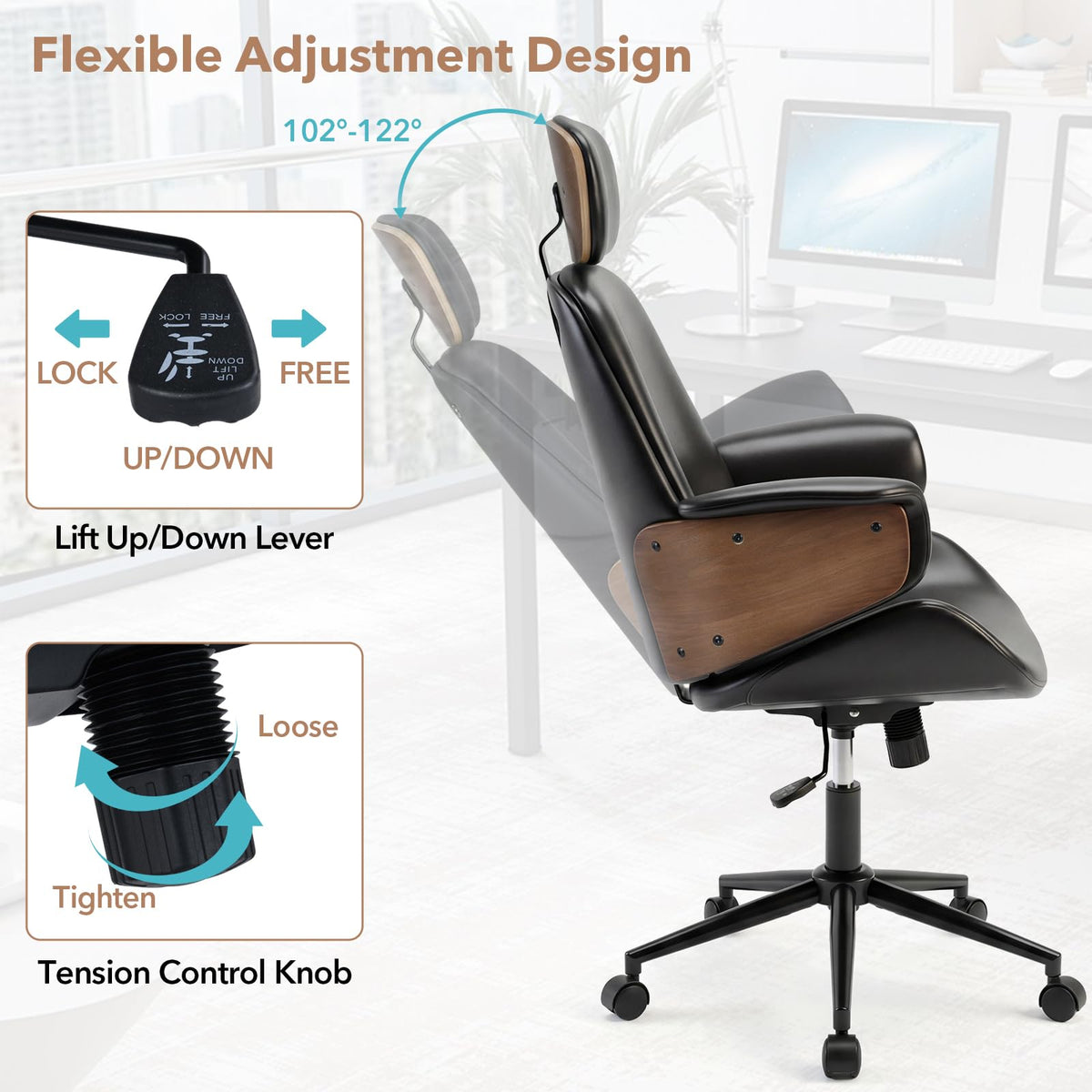 Ergonomic Office Chair with Headrest and Adjustable Height