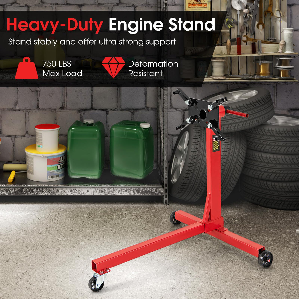 Engine Stand 340kg Heavy Duty with 360 Rotating Head and 4 Adjustable Arms