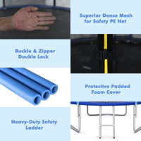 10/12/14 FT Outdoor Trampoline with Enclosure Net and Ladder