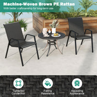 5 Piece Patio Rattan Dining Set, Outdoor Table & Chairs Set for 4