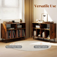 3-Tier Record Player Stand with Vinyl Storage Shelves and 5 Metal Legs for Living Room
