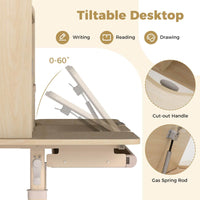 Height Adjustable Writing Table with Tilt Retractable Book Stand