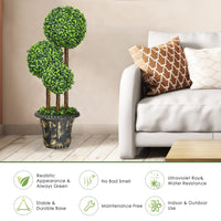 Giantex Topiary Artificial Tree, Fake Greenery Plants w/Realistic Leaves, Decorative Pot