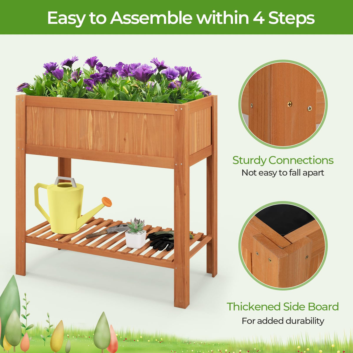 Giantex Raised Garden Bed Outdoor, Elevated Fir Wood Garden Box with Legs