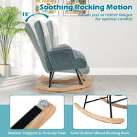 Nursery Rocking Chair with Boucle Fabric Ergonomic Armrests and High Back
