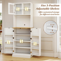 Kitchen Pantry Cabinet 170 CM Freestanding Tall Cupboard with Microwave Shelf