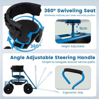 Rolling Garden Work Seat with Wheels and Swivel Seat