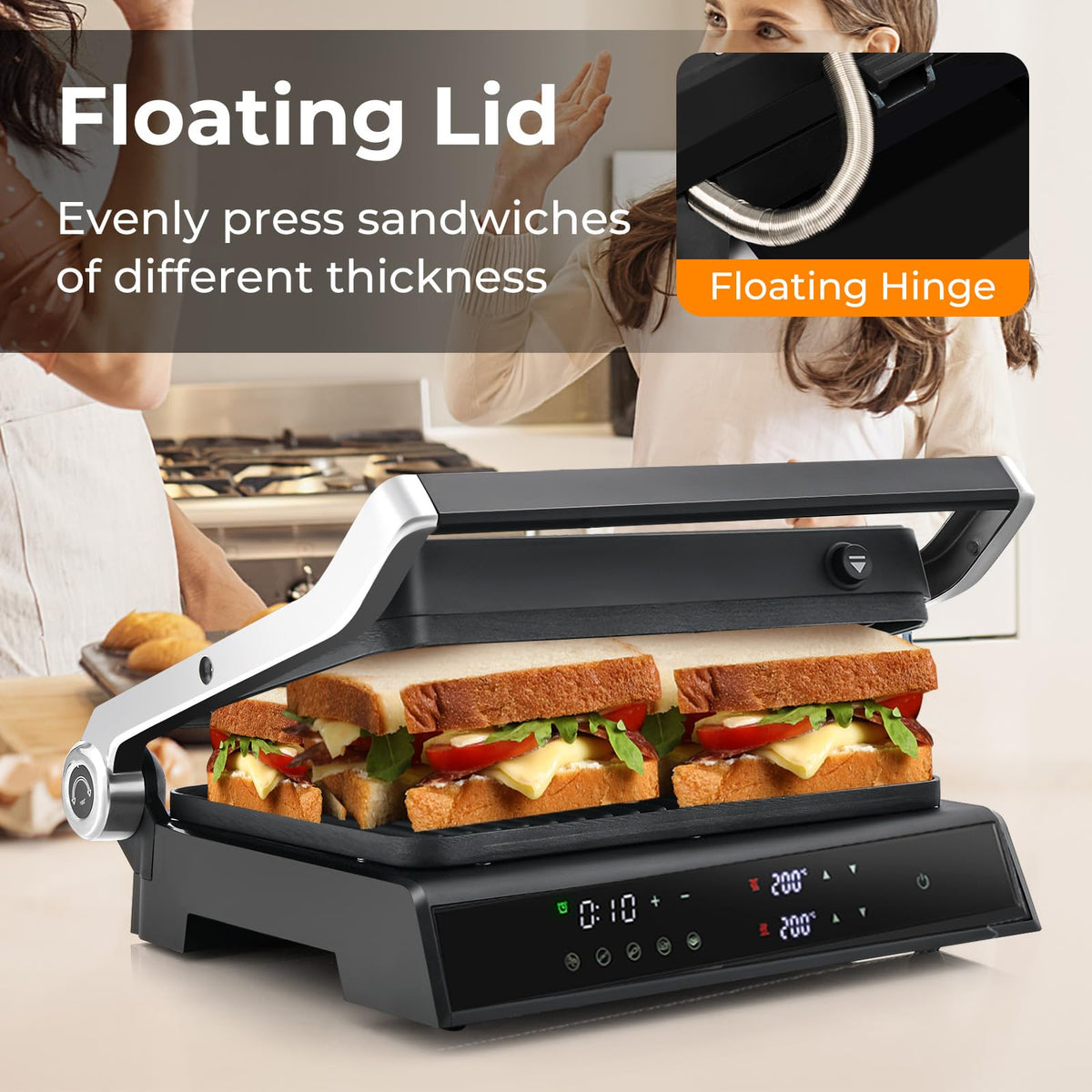 3 in 1 Indoor Grill with Nonstick Grill Plates & Removable Drip Tray
