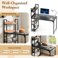 Computer Desk with Power Strip, 120 CM Study Writing Desk with Bookshelf, AC Outlets, USB Port