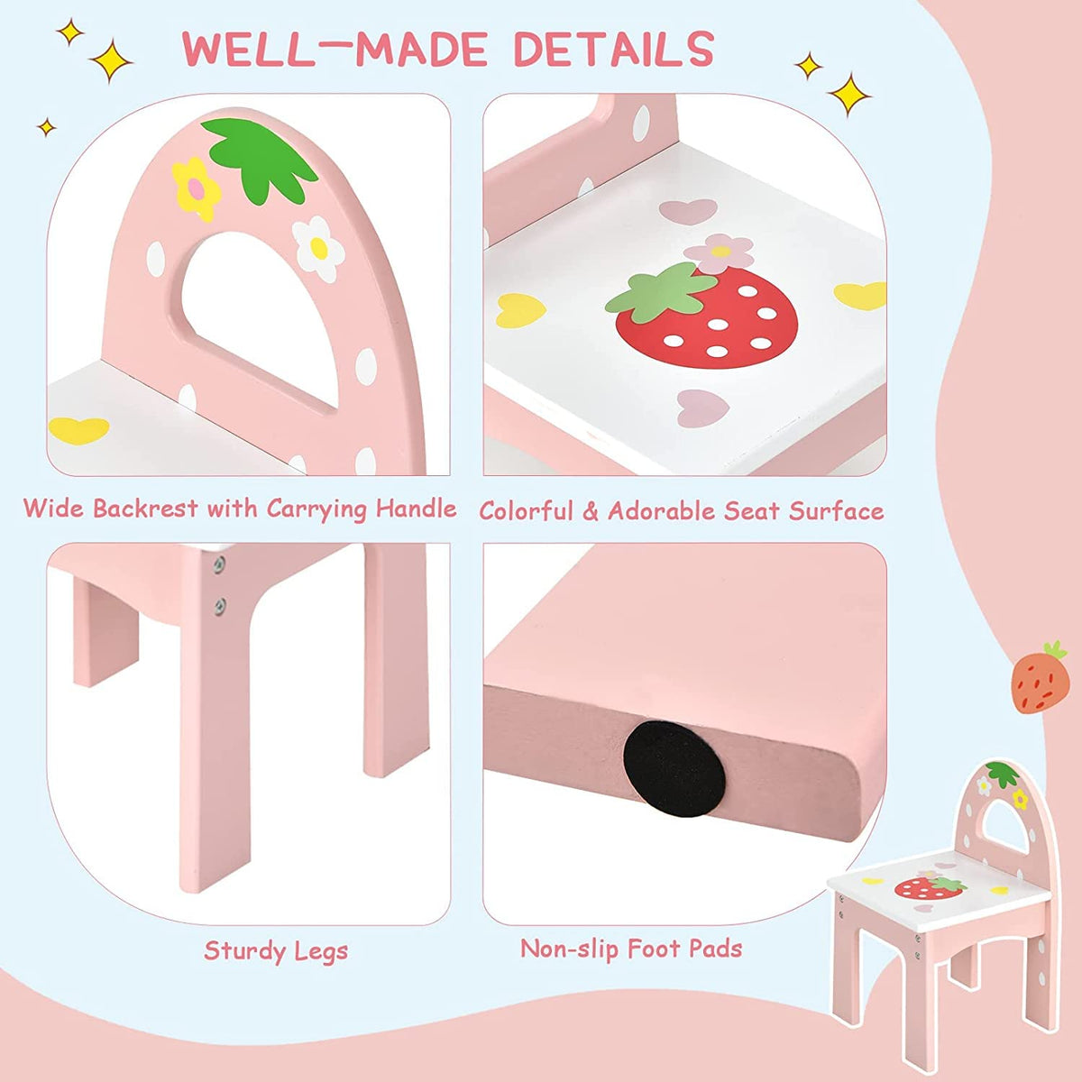Kids Princess Vanity Table & Chair Set with 360° Rotating Mirror
