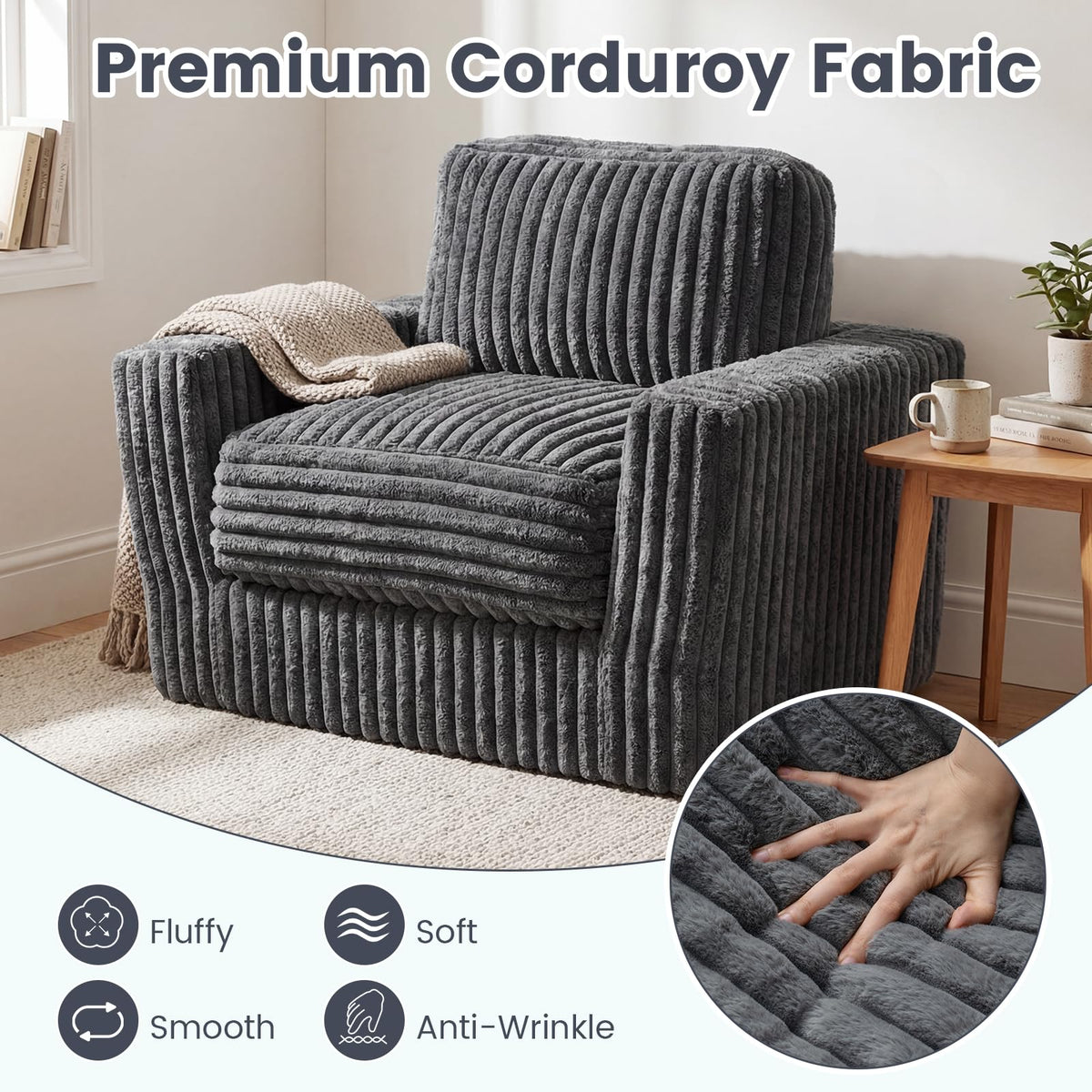 Furry Boneless Couch with Removable Cover and Pillow