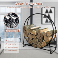 40-Inch Firewood Rack, Tubular Log Hoop for Indoor & Outdoor Use