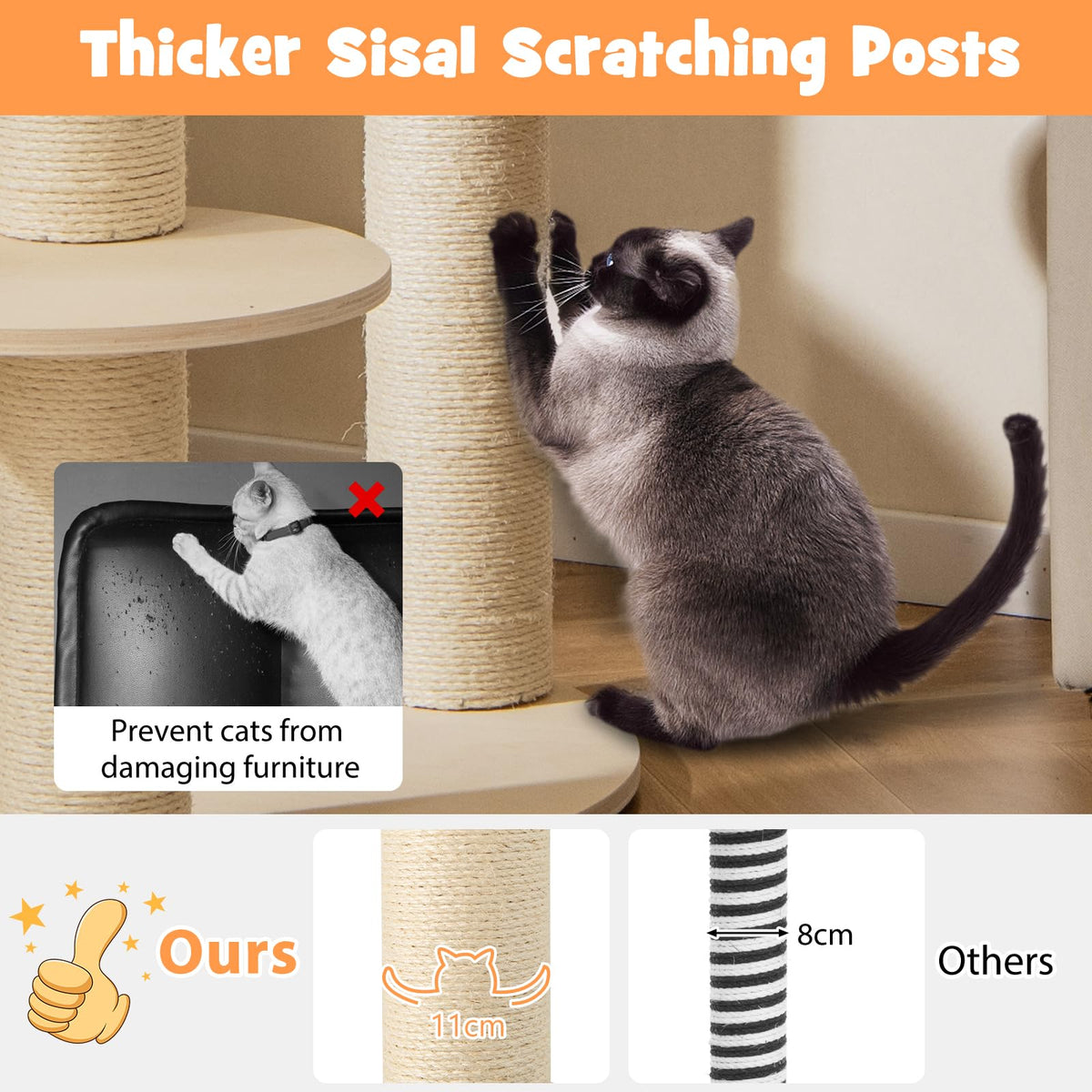 155CM Tall Multi-level Cat Tower for Indoor Cats