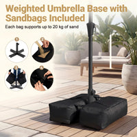 3M Sun Protective Umbrella with Weighted Base and Solar Lights for Deck