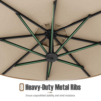 3M Offset Hanging Umbrella with Base Patio Cantilever Umbrella