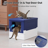 Foldable Cat Litter Box with Lid, Large Fully Enclosed Cat Toilet