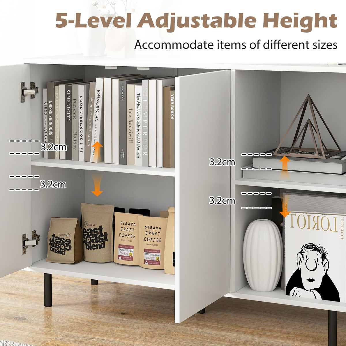 Giantex 106 cm Sideboard Buffet Cabinet, Modern Kitchen Storage Cabinet