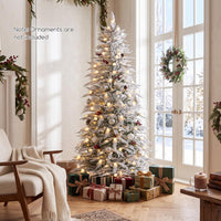 180/210cm Flocked Cypress Christmas Tree, Pre-Lit, Hinged