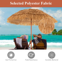 2m Thatch Patio Umbrella, Hawaiian Tiki Umbrella, Outdoor Table Hula Umbrella w/Tilt