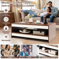 Giantex 94.5 cm Coffee Table, Two-Tier Coffee Table with Storage Shelf