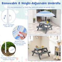 Kids 4-in-1 Sand and Water Table with Removable Boxes and Umbrella