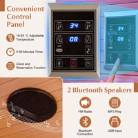 Infrared Wooden Sauna Room for 2 People with Heating Panels and Red Light Tubes