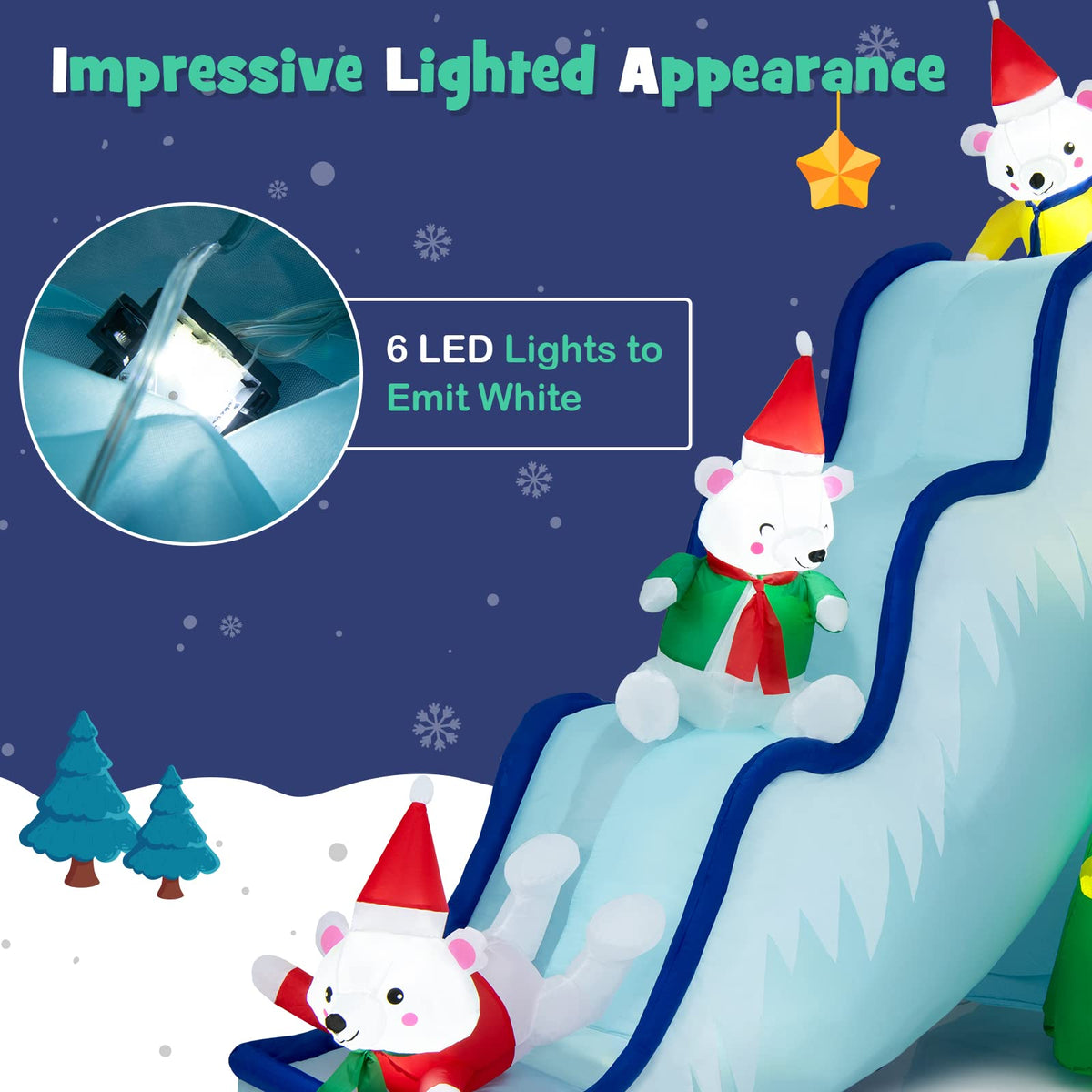 220CM Inflatable Polar Bear Slide Scene for Christmas Decoration