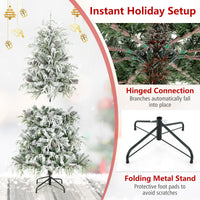 150/180cm Flocked Christmas Tree, Pre-Lit, Hinged