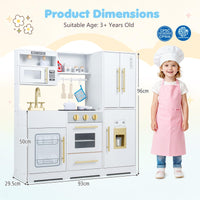 Wooden Play Kitchen with Lights & Sounds and Sink Stove Oven for Kids Ages 3+