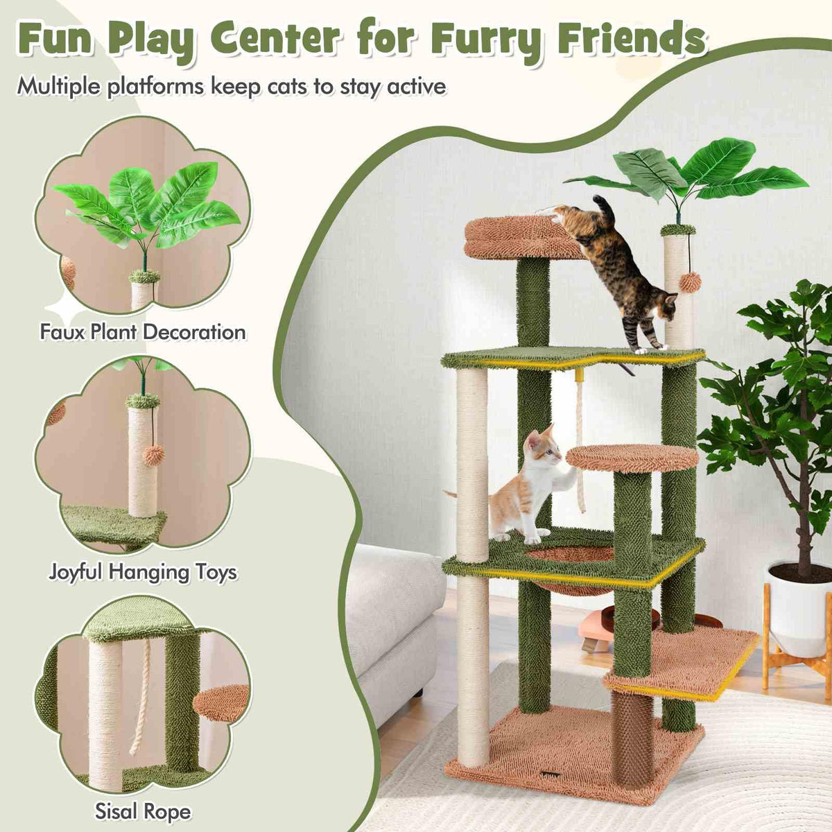 Cat Tree For Dogs 1.5m Multi-Level Cat Tree for Indoor Cats, Cute Cat Tower – Giantex.au