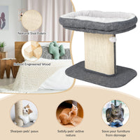 Modern Cat Tree Tower for Kittens, Cat Activity Tower w/Large Plush Perch & Sisal Scratching Plate