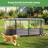 Galvanised Raised Garden Bed with Greenhouse Cover and Roll-up Window