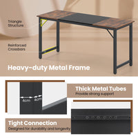 160 cm Computer Desk, Heavy Duty Metal Frame Laptop Table