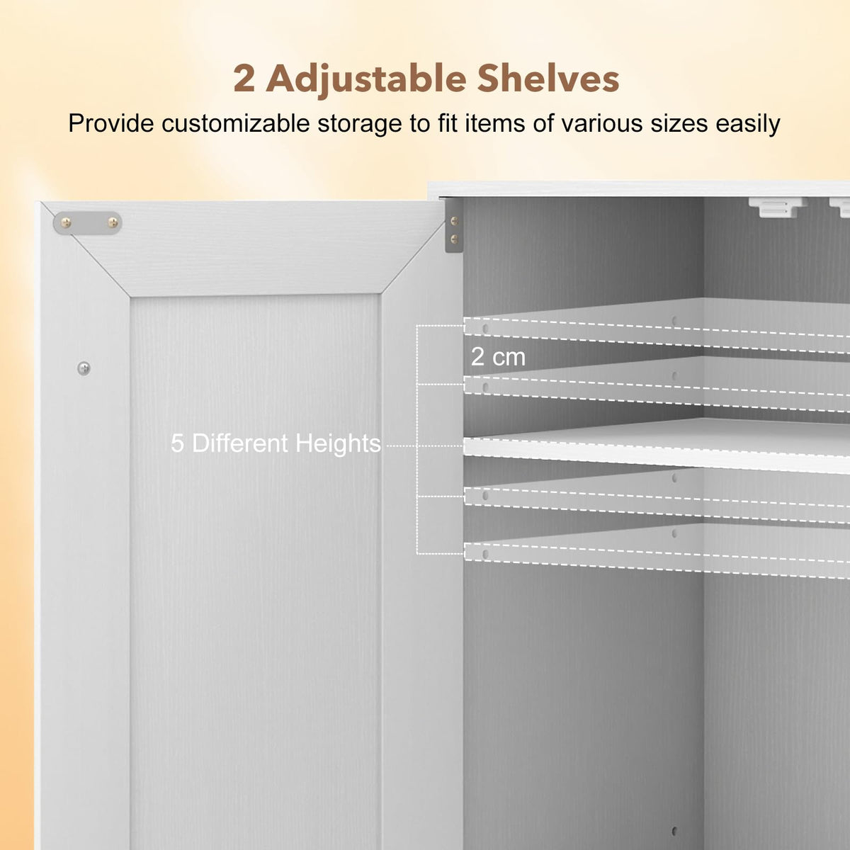 Bathroom Floor Storage Cabinet with Doors and Adjustable Shelves