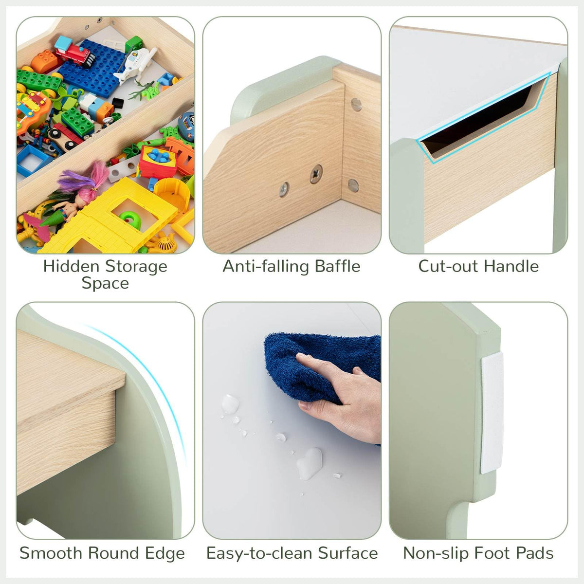 4-in-1 Wooden Kids Activity Table and Chair Set for Drawing and Studying