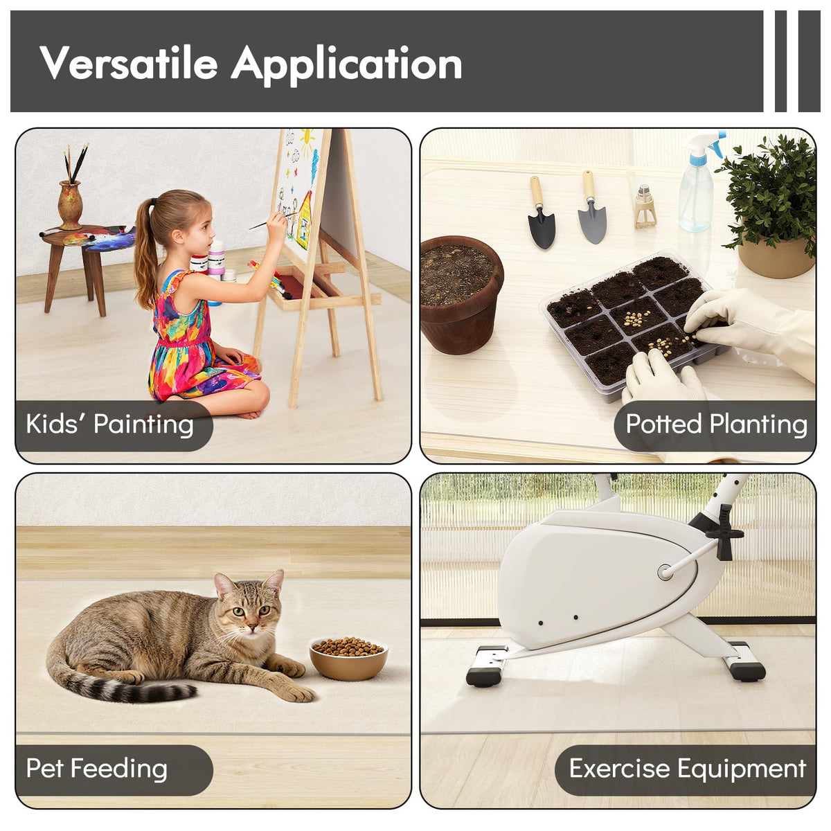 180 x 160 cm Office Chair Mat with Transparent PVC for Hardwood Floor